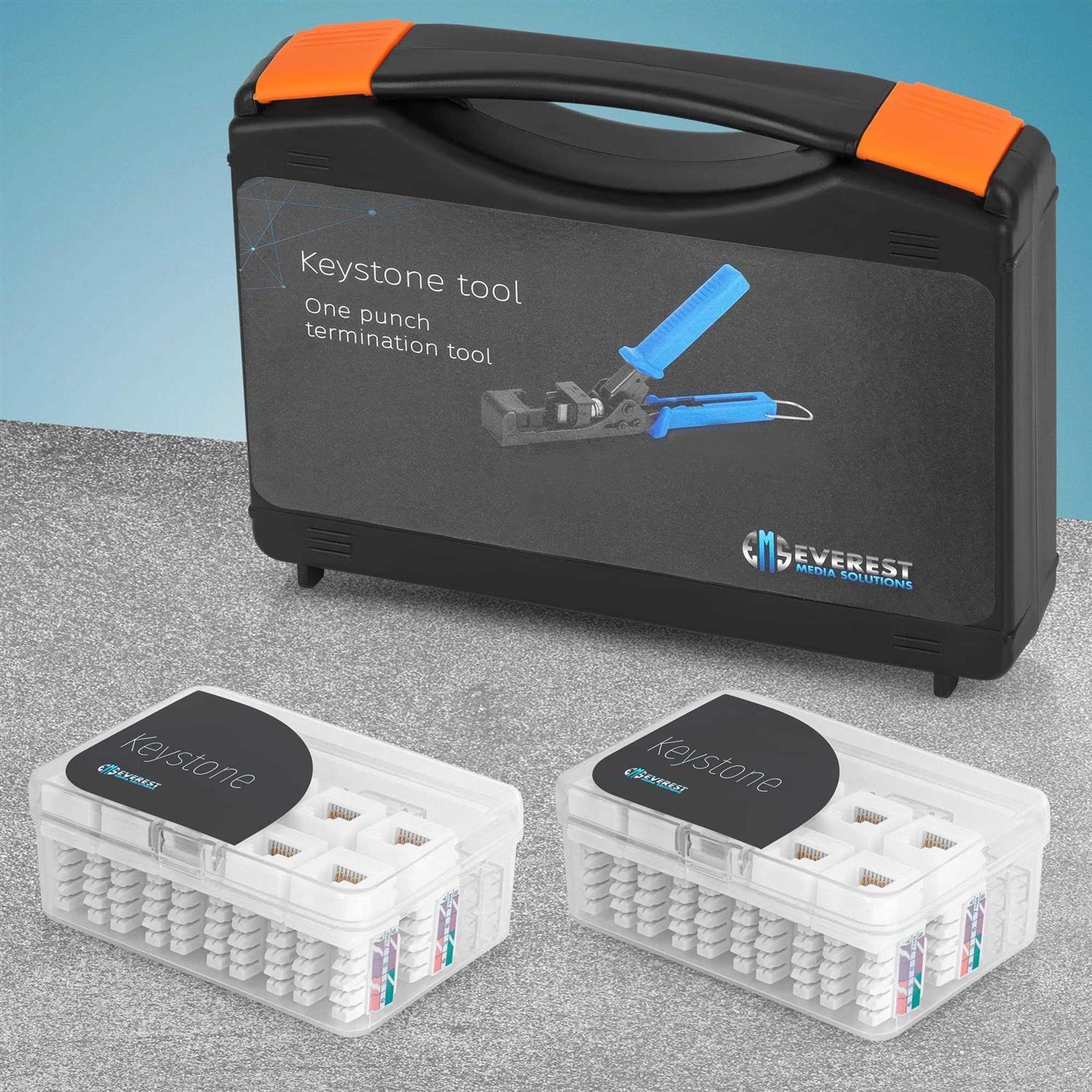 Everest Media Solutions easyJACK 90° Angled Speed Termination Tool with 20-Pack of 90° Angled CAT6/5e Keystone Jacks - Image 5