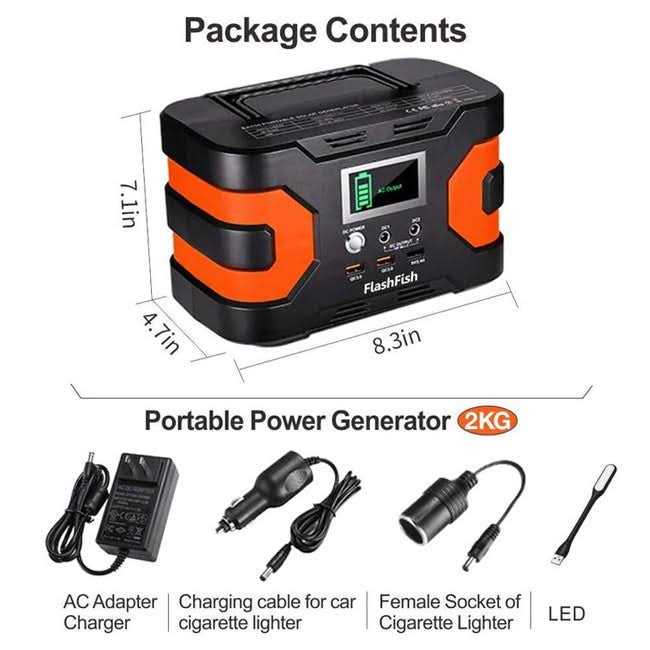 Flashfish 200W Portable Power Station 166Wh - Solar Generator With AC Outlets For CPAP, Camping, Emergencies