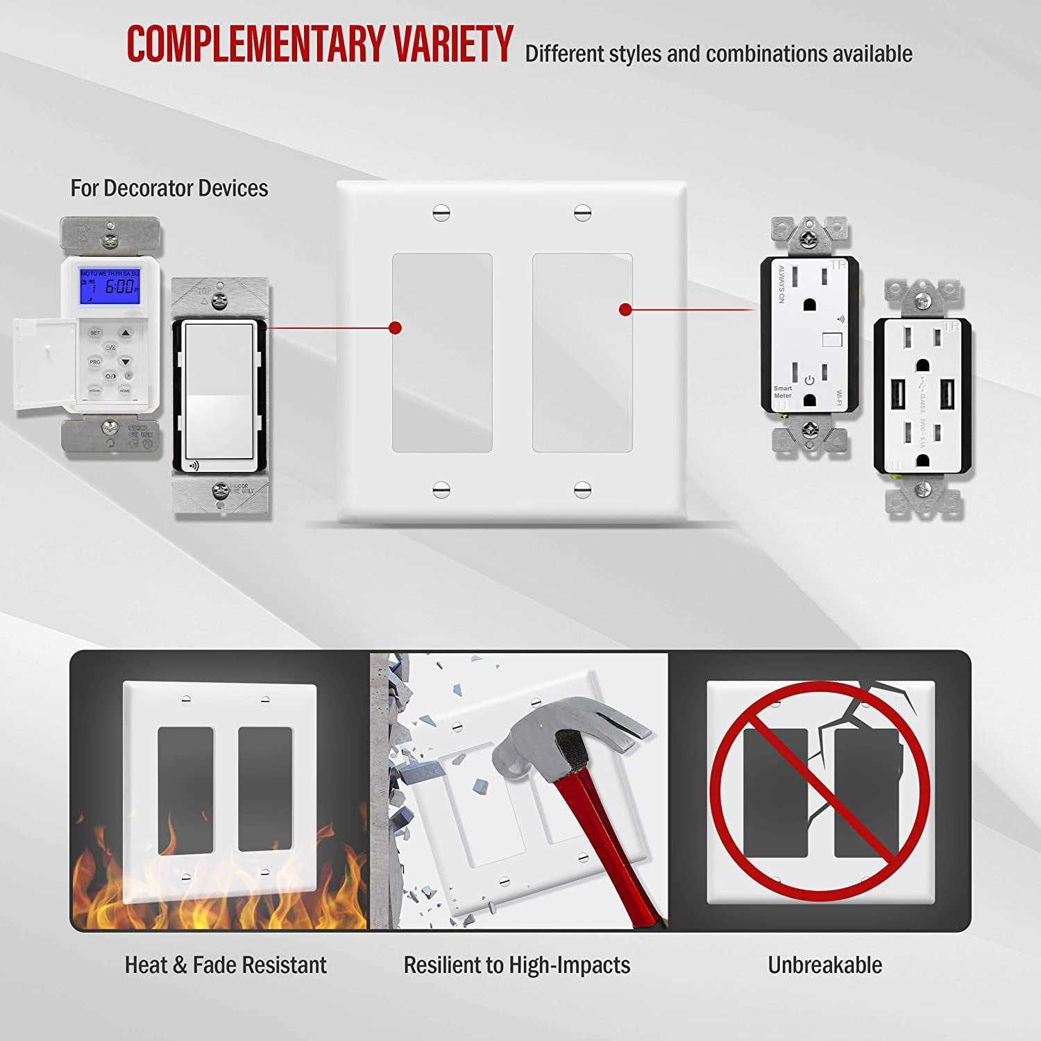 Enerlites 2-Gang Decorator/GFCI Outlet Wall Plate - Image 4