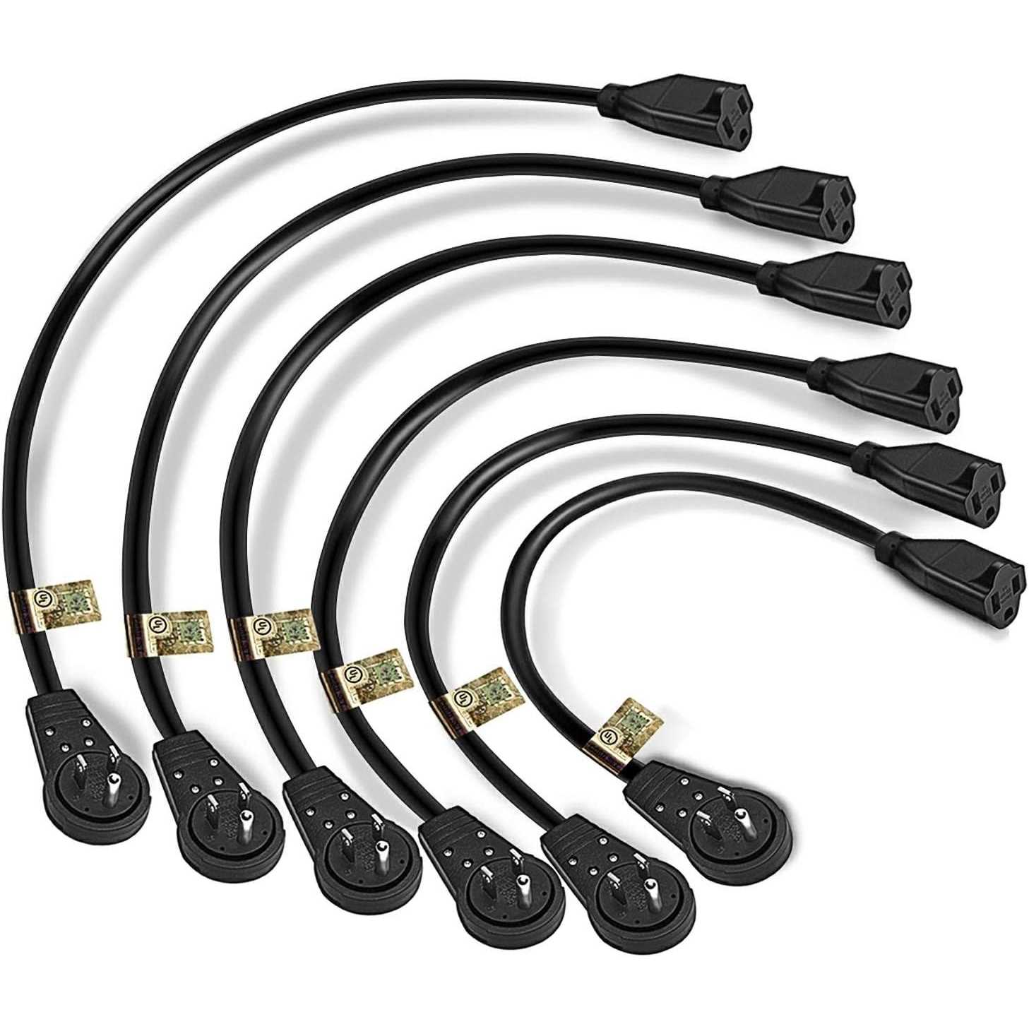 Nekteck 360 Rotating Flat Plug Extension Cord 1 Foot 14AWG 3 Prong Extension Cord - Image 3