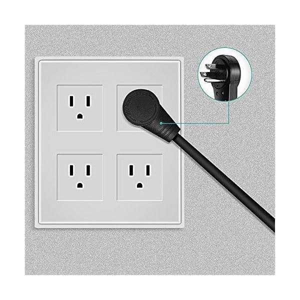 Nekteck 360 Rotating Flat Plug Extension Cord 1 Foot 14AWG 3 Prong Extension Cord - Image 5
