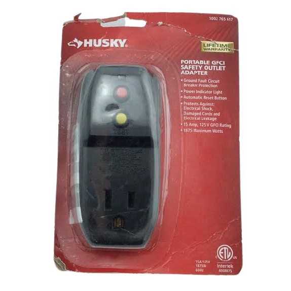 Husky 15 Amp Grounded GFCI Outlet Adapter 04-00106 - Image 4