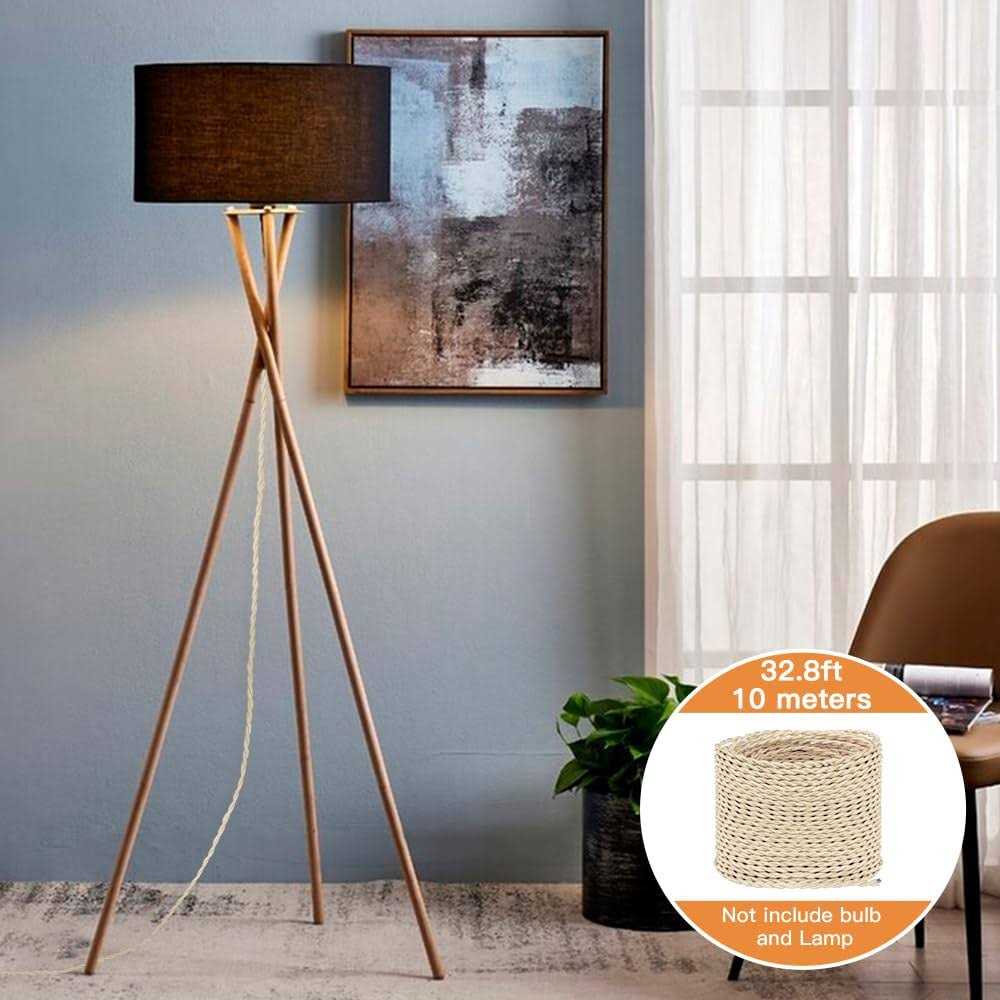 Helunsi 32.8ft Twisted Cloth Covered Wire 18/2 Cloth Covered Electrical Wire - Image 4