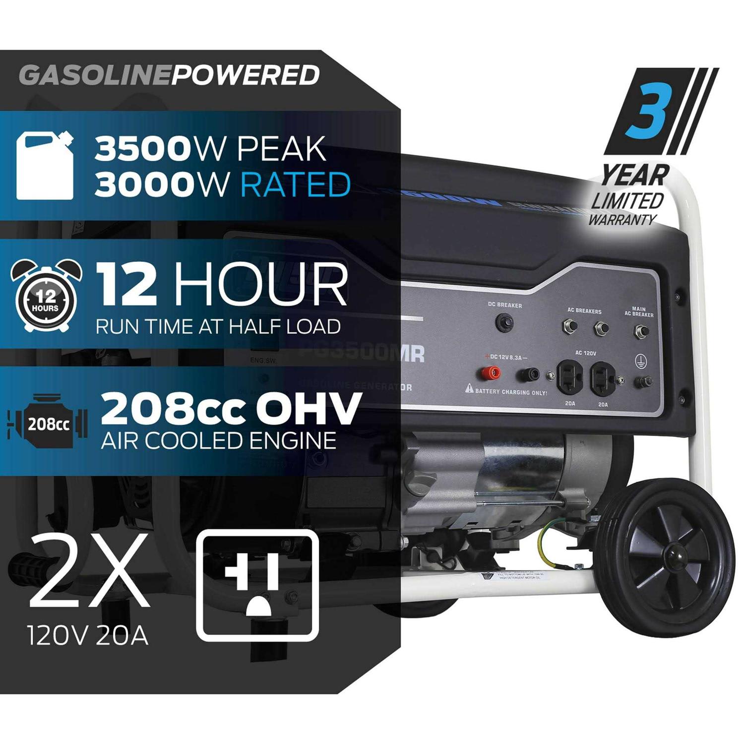 Pulsar 3500-Watt Gas Powered Portable Generator PG3500MR - Image 4