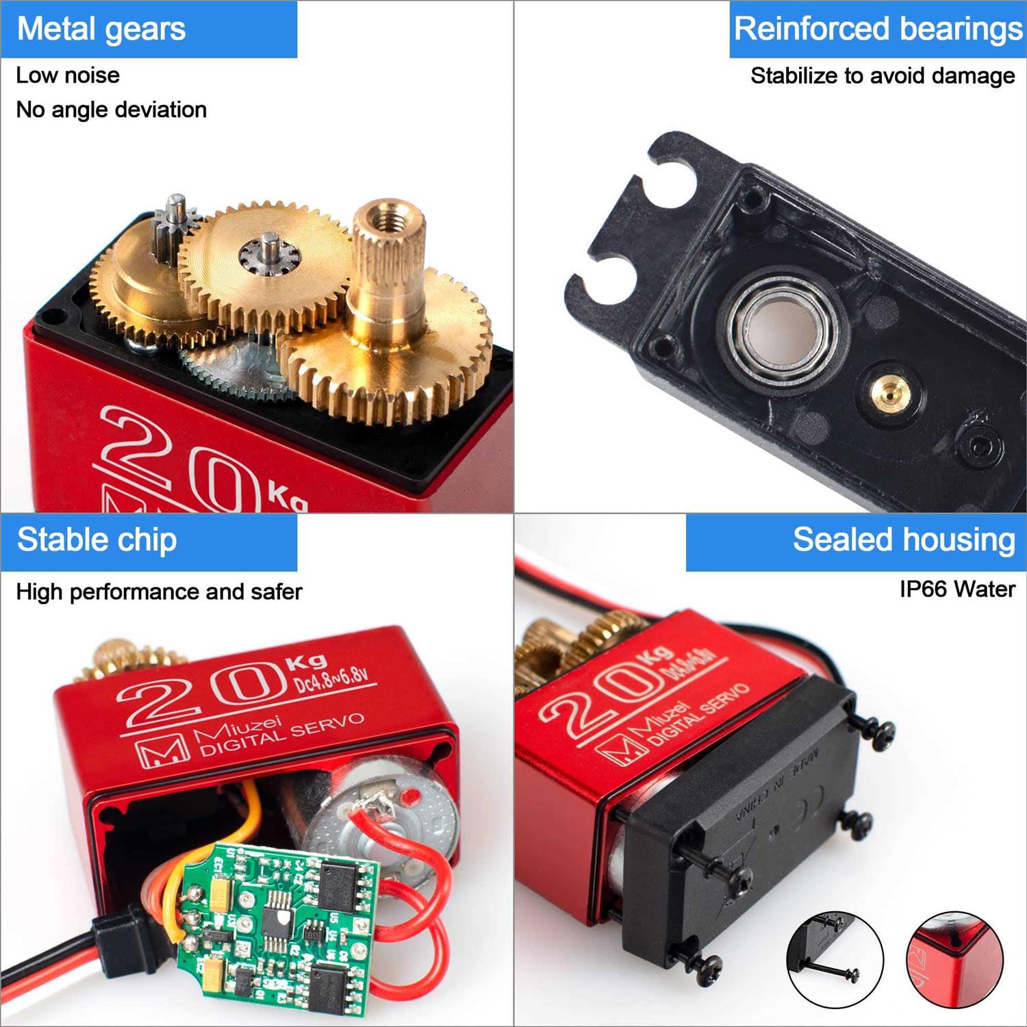 Miuzei 20kg Digital Servo Ds3218mg RC Servo Motor High Torque Servo Metal Gear Waterproof Servo for R/C Car Robot - Image 5