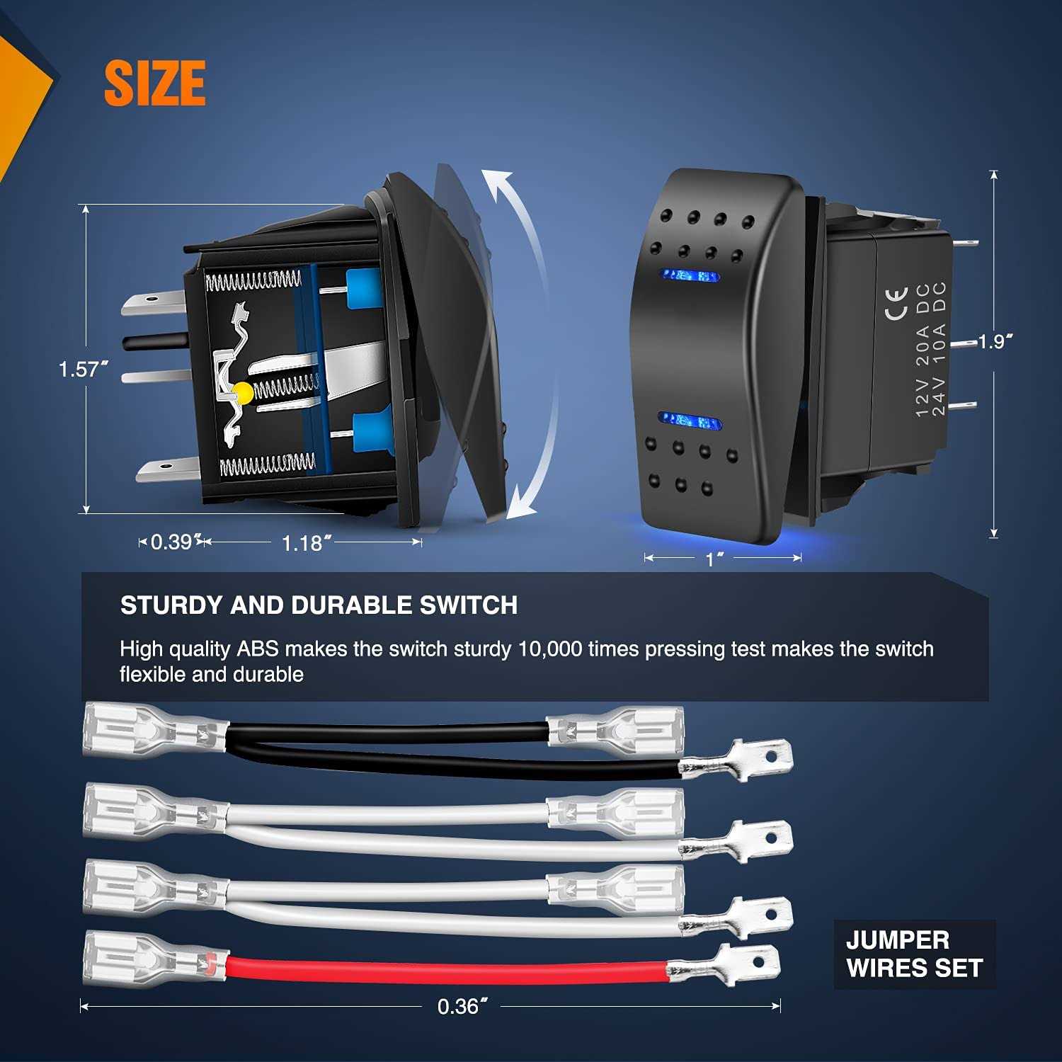 Nilight Momentary Rocker Switch Toggle On Off On Switch DPDT 7Pin 12v 24v Switch Jumper Wires Winch Pump Switch for Cars Trucks Caravans Boats,2 - Image 4