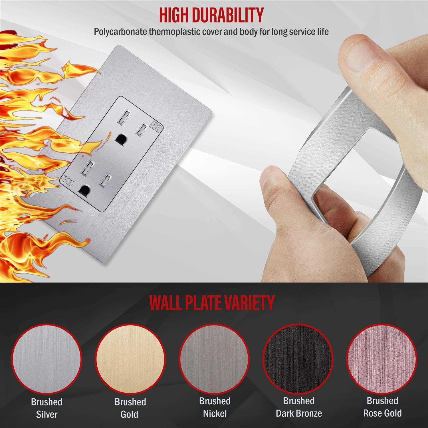 Enerlites Elite Series Decorator Receptacle Child Safe Tamper-Resistant Outlet - Image 4