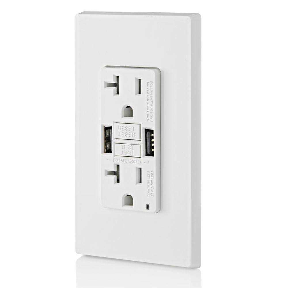 Leviton GUSB2-W 20A SmartlockPro GFCI Combination 24W Type A USB In-Wall Charger Outlet - Image 5