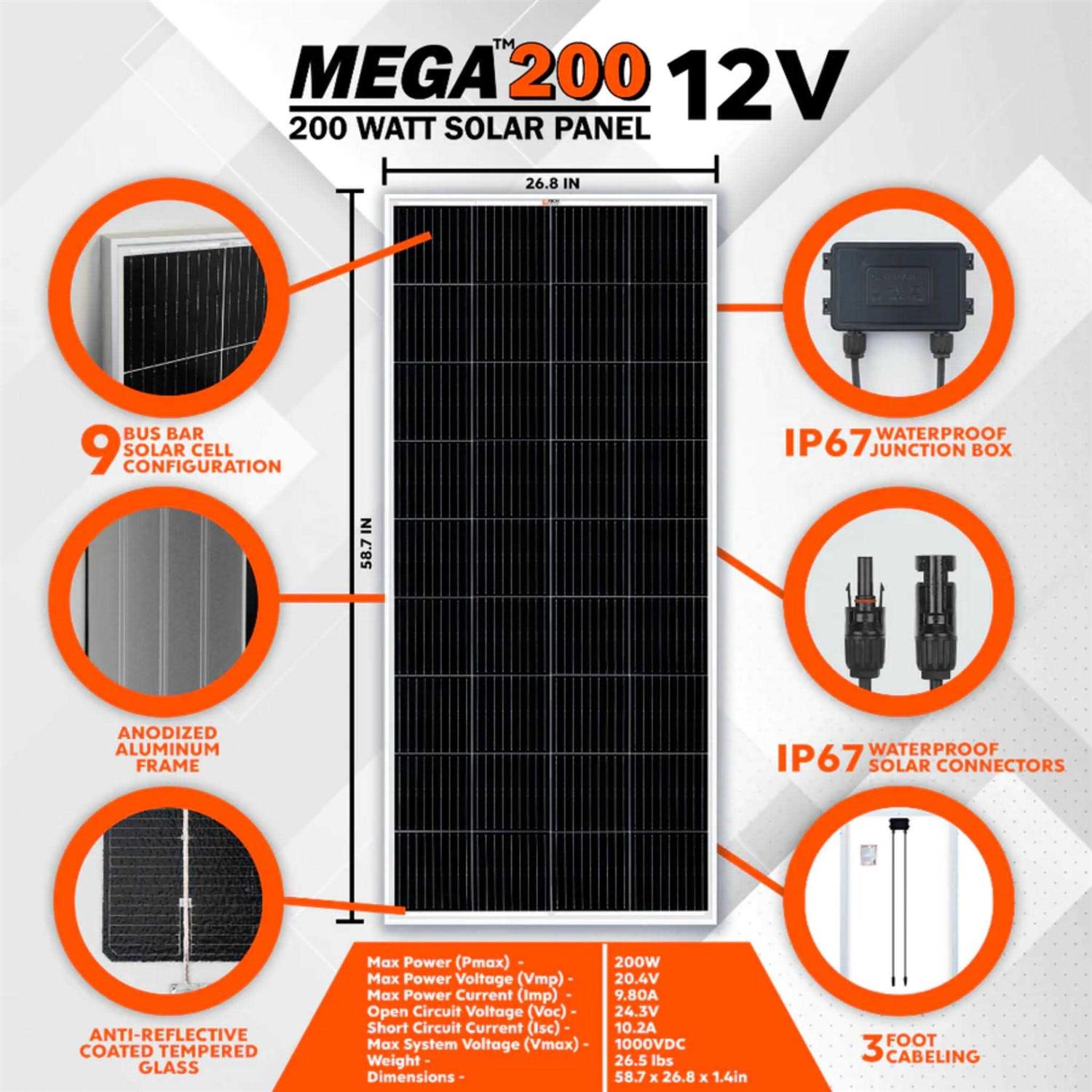 Rich Solar 200 Watt Solar Panel with High Efficient Mono Solar Panel - Image 3
