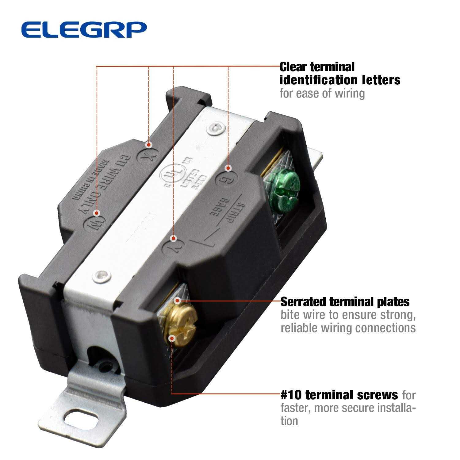 ELEGRP NEMA L14-30R Flush Mounting Locking Receptacle Twist Lock Socket/Outlet for Generator - Image 4