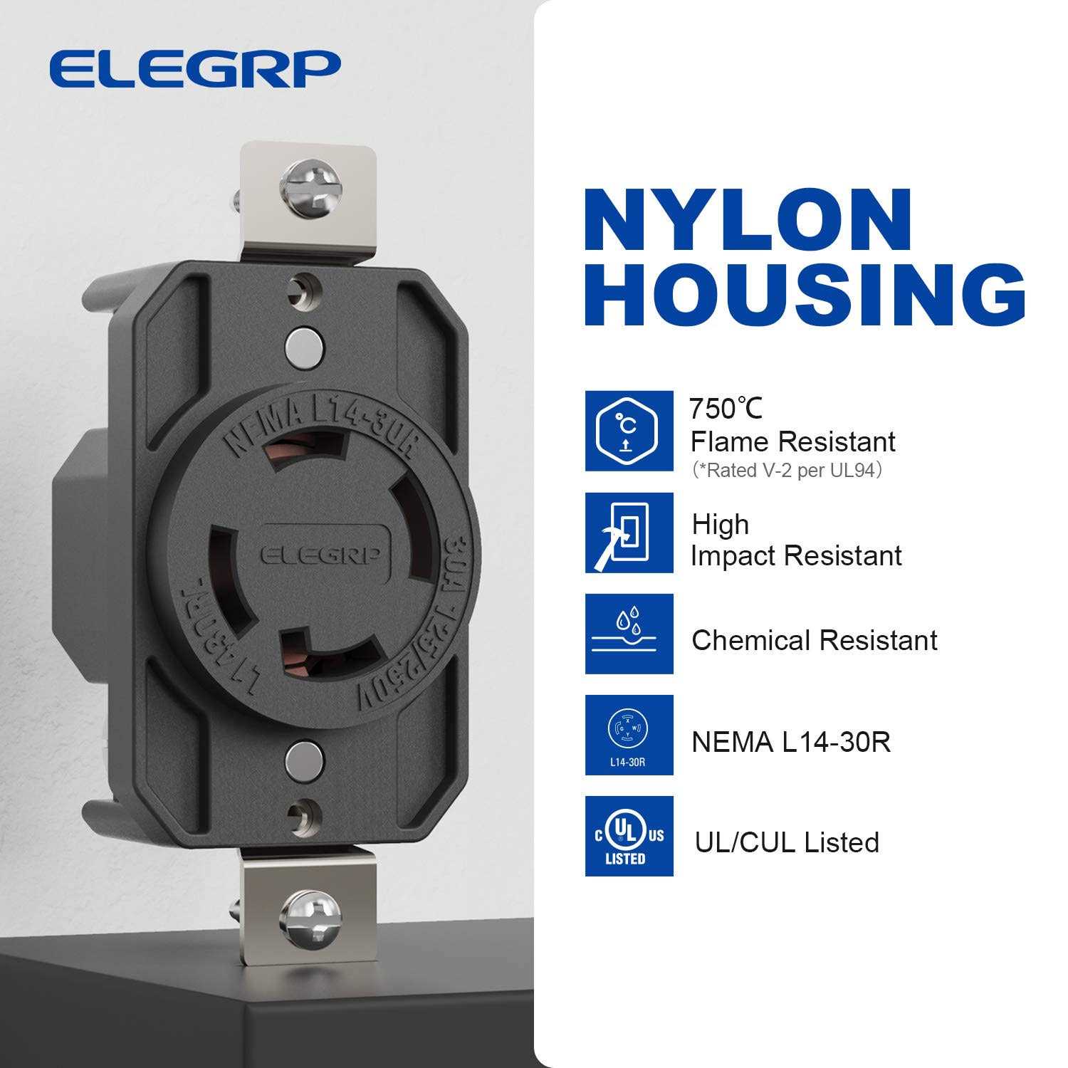 ELEGRP NEMA L14-30R Flush Mounting Locking Receptacle Twist Lock Socket/Outlet for Generator - Image 5