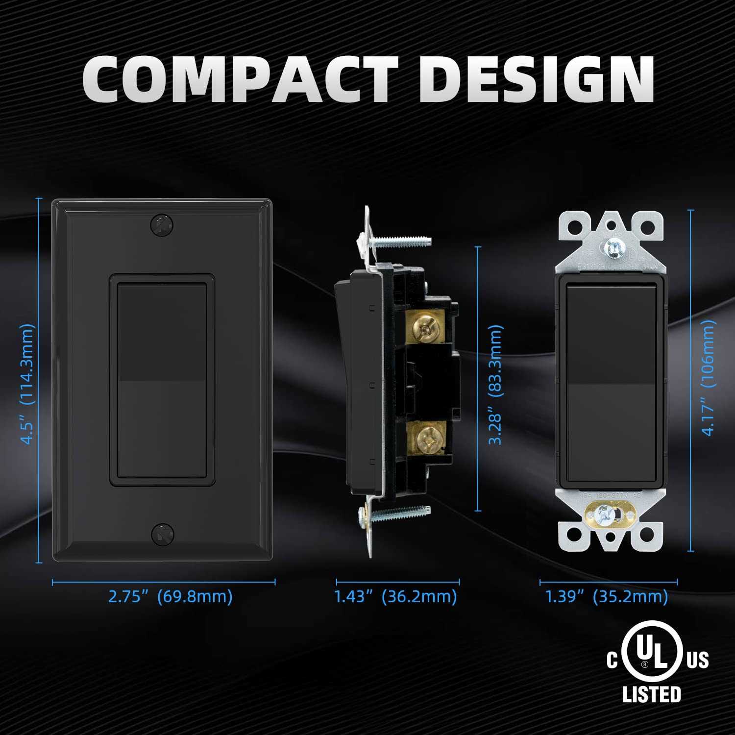ELEGRP Matte Single Pole Decorator Light Switch 15Amp - Image 3