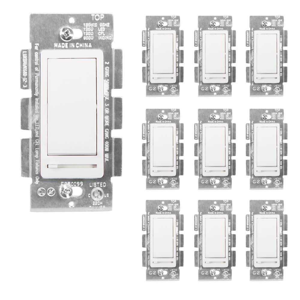 Maxxima LED Slide Dimmer Rocker Switch 3-Way/Single Pole Decorative ...
