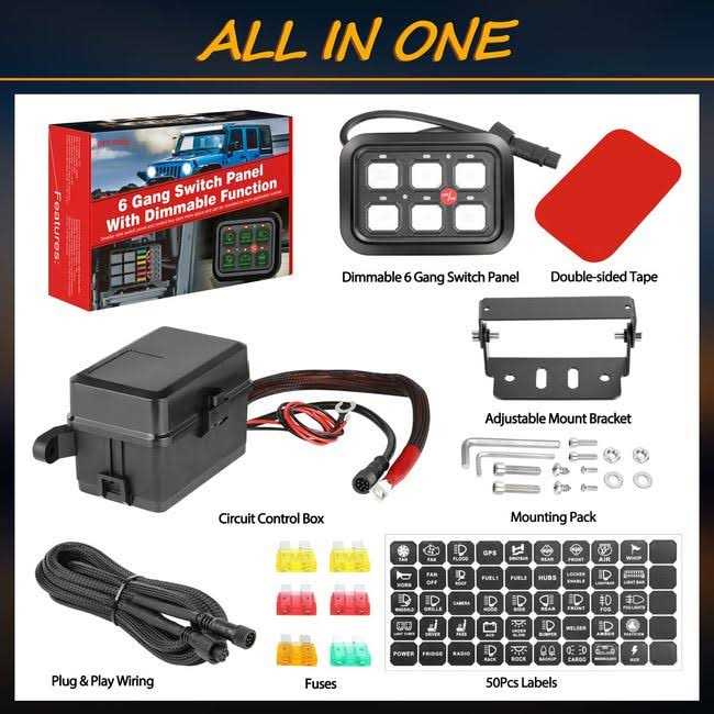 NIWAKER POWERSPORTS 6 Gang Switch Panel Automatic Dimmable Niwaker Universal Electronic Relay System Circuit Control Box On-Off LED Car Switch Panel Button Switch Pod - Image 3