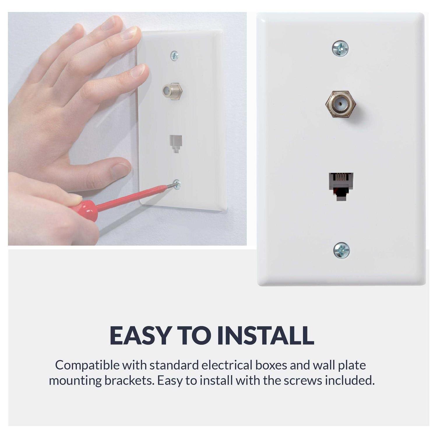 Newhouse Hardware White 1-Gang 1 Phone/1-Coaxial Phone/Video Jack Wall Plate - Image 3