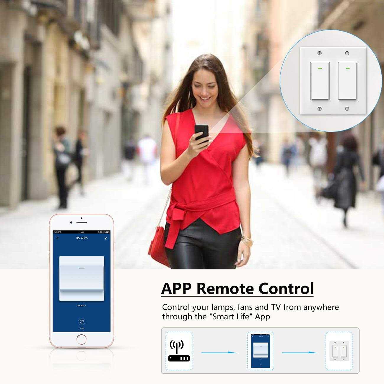 Lesim Alexa Light Switch Double Smart Wifi Light Switches - Image 5