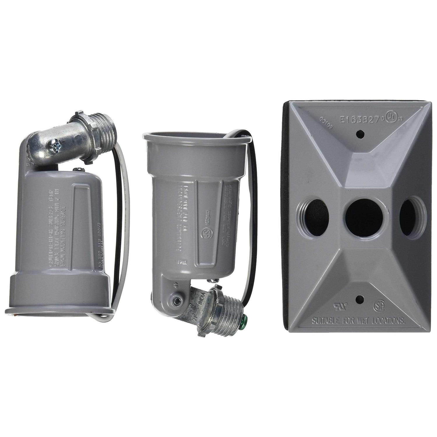 Hubbell Weatherproof Double Lampholders Rectangular Cover 5621-0 - Image 3