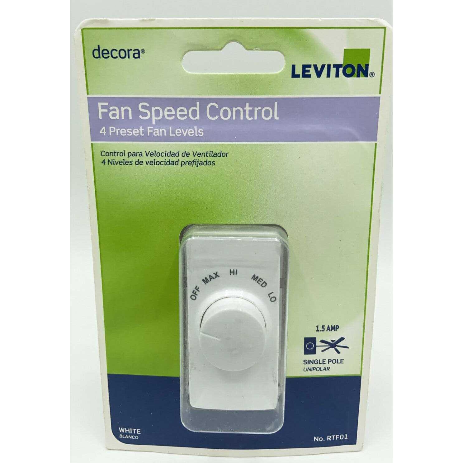 Leviton RTF01-10W Rotary Fan Speed Control White R24-RTF01-10W - Image 3