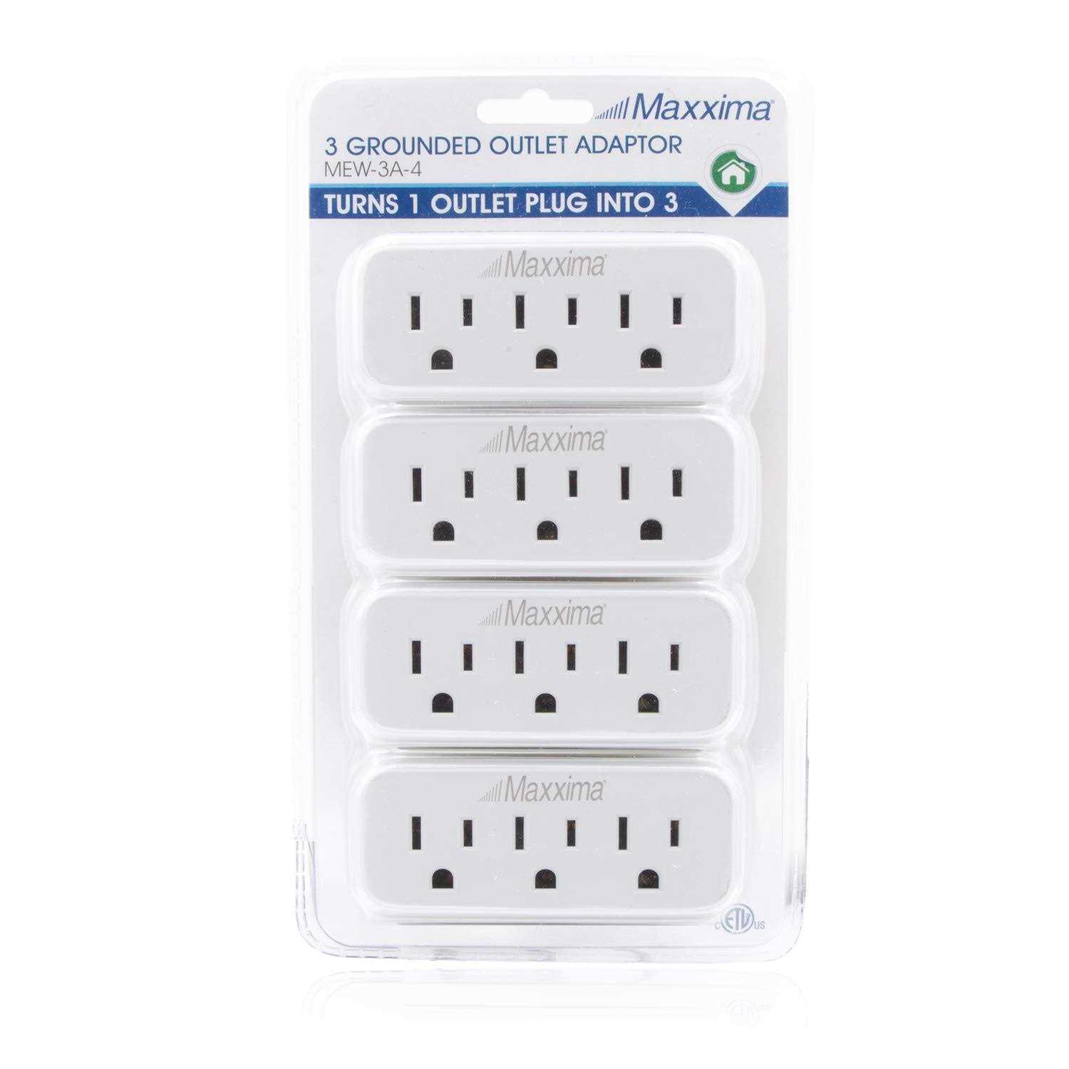 Maxxima 3 Outlet Grounded Wall Plug Adapter - Image 5