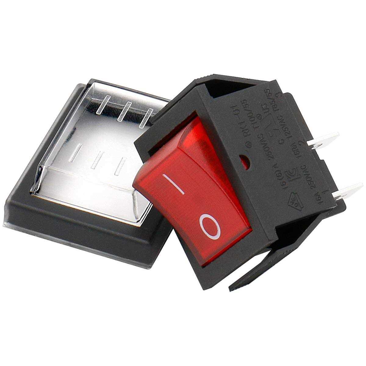 Heschen Double Rocker Switch Spst On Off 6 Terminals Red | INDIA