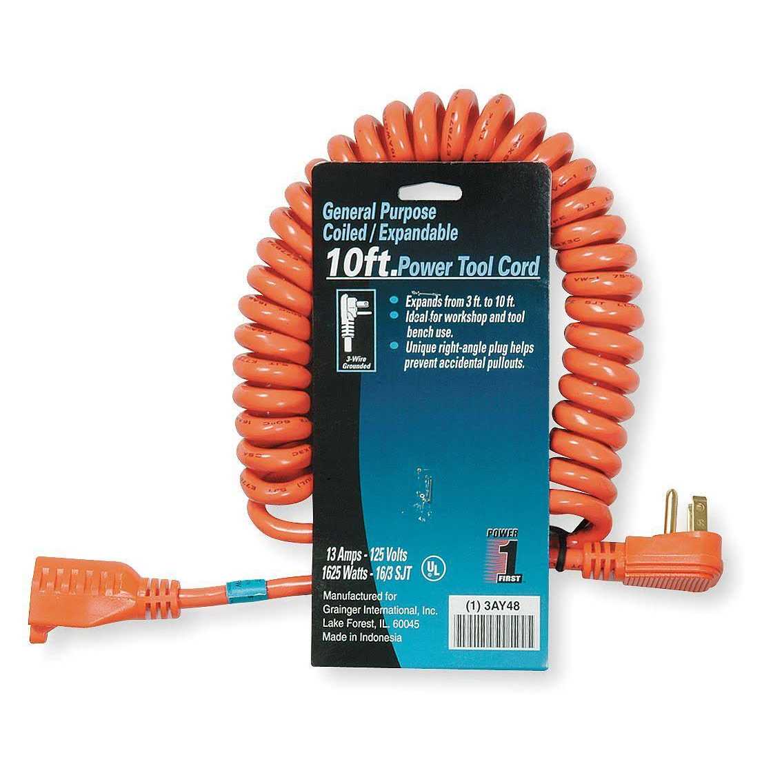 FirstPower Power First 10 ft. Coiled extension Cord 16/3 3AY48