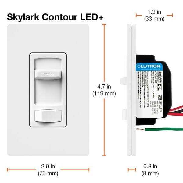 Lutron Skylark Contour LED+ Dimmer Switch Wallplate for LED Bulbs Single-Pole or 3-Way CTCL - Image 5