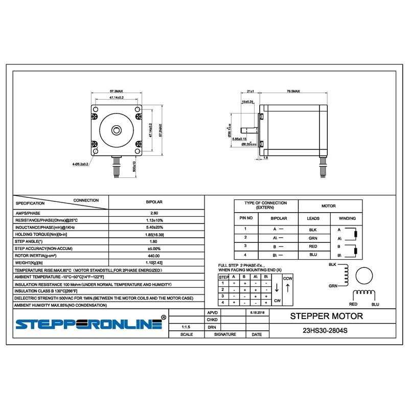 STEPPERONLINE 1-Axis CNC Kit - Nema 23 Stepper Motor 1.9Nm With DM542T Driver (20-50VDC)