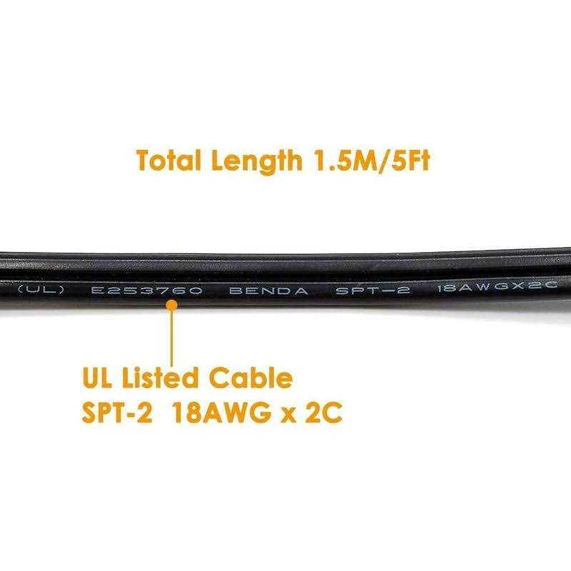 PLUSPOE Rotary Dimmer Switch w/ 5.0ft Extension AC Power Cord Plug Cable for Halogen and Incandescent Bulbs lamp - Image 4