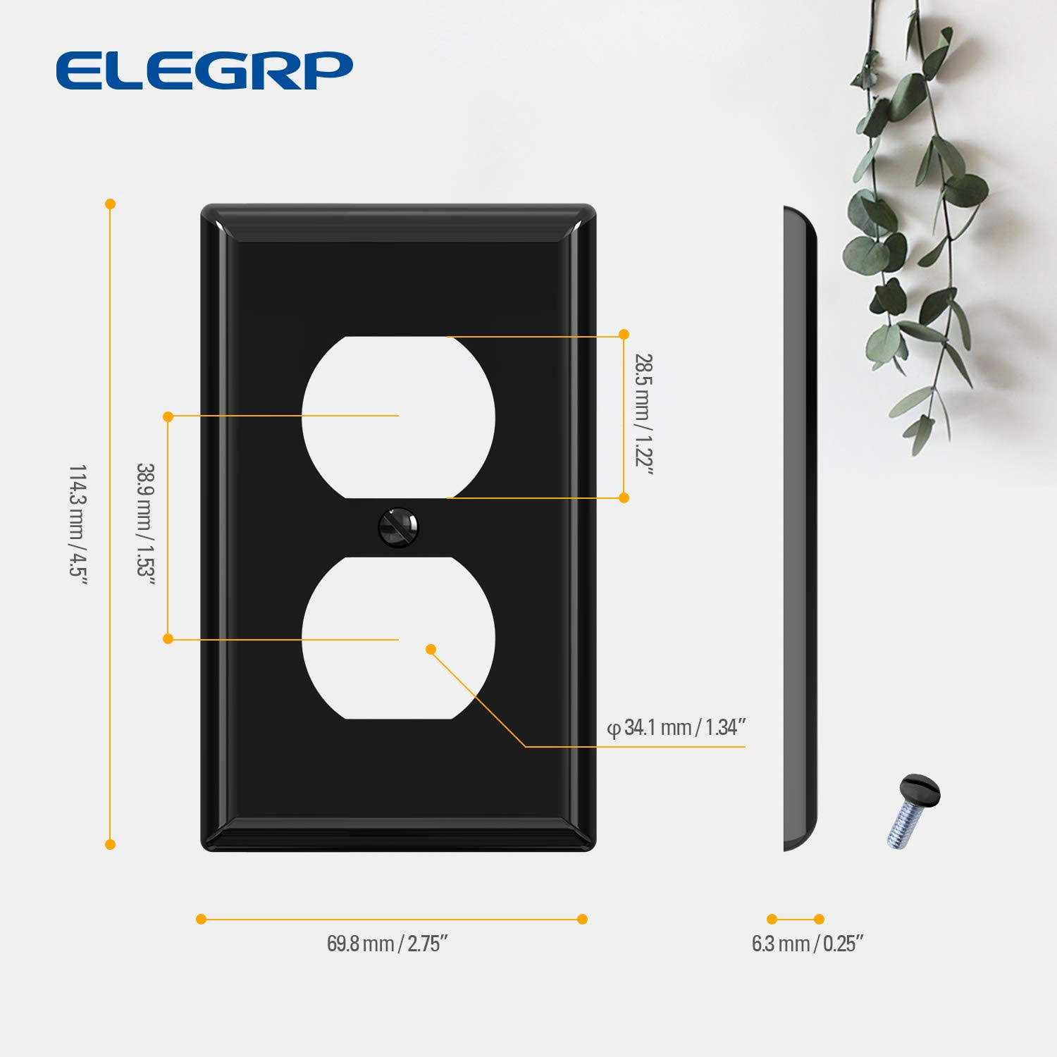ELEGRP Duplex Receptacle Wall Plate 1-Gang Standard Size Wall Outlet Covers - Image 3