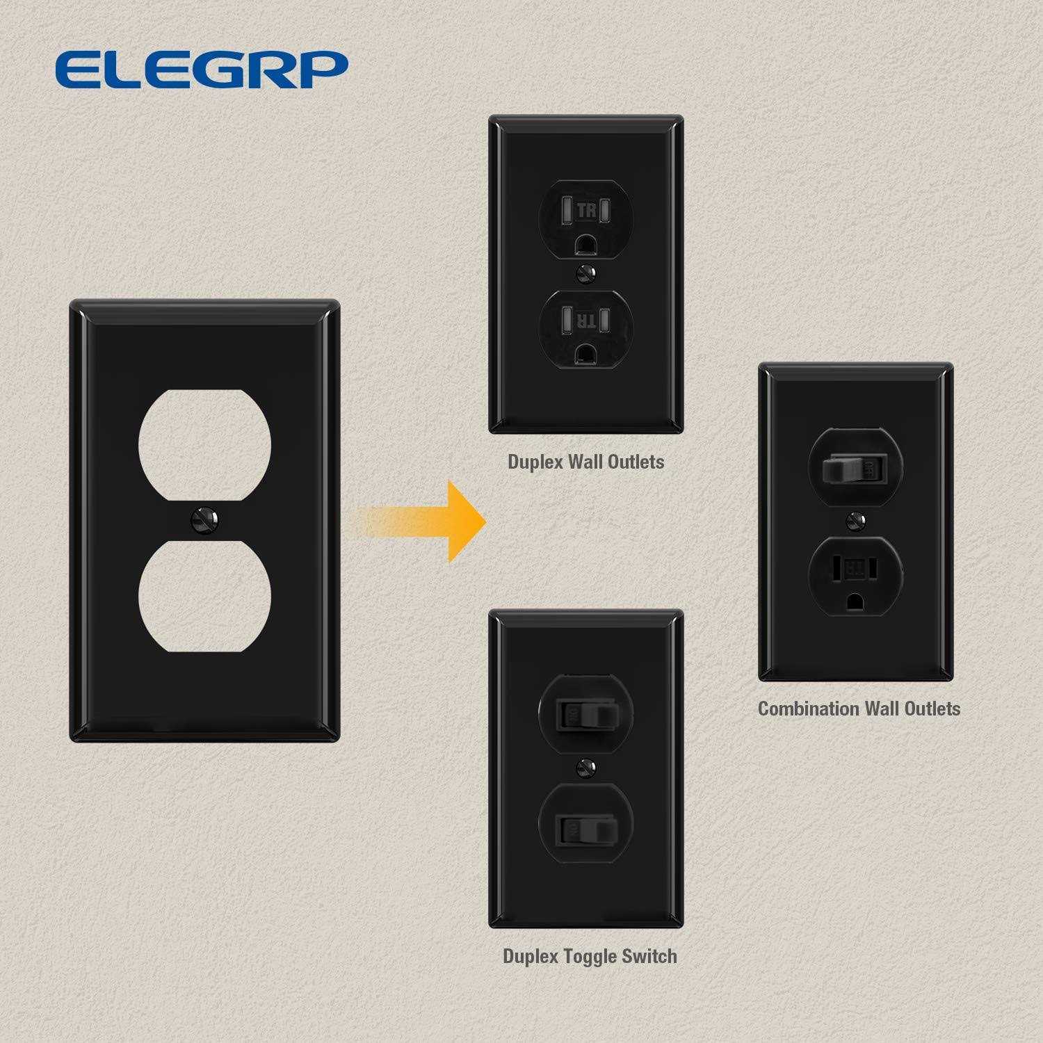 ELEGRP Duplex Receptacle Wall Plate 1-Gang Standard Size Wall Outlet Covers - Image 5