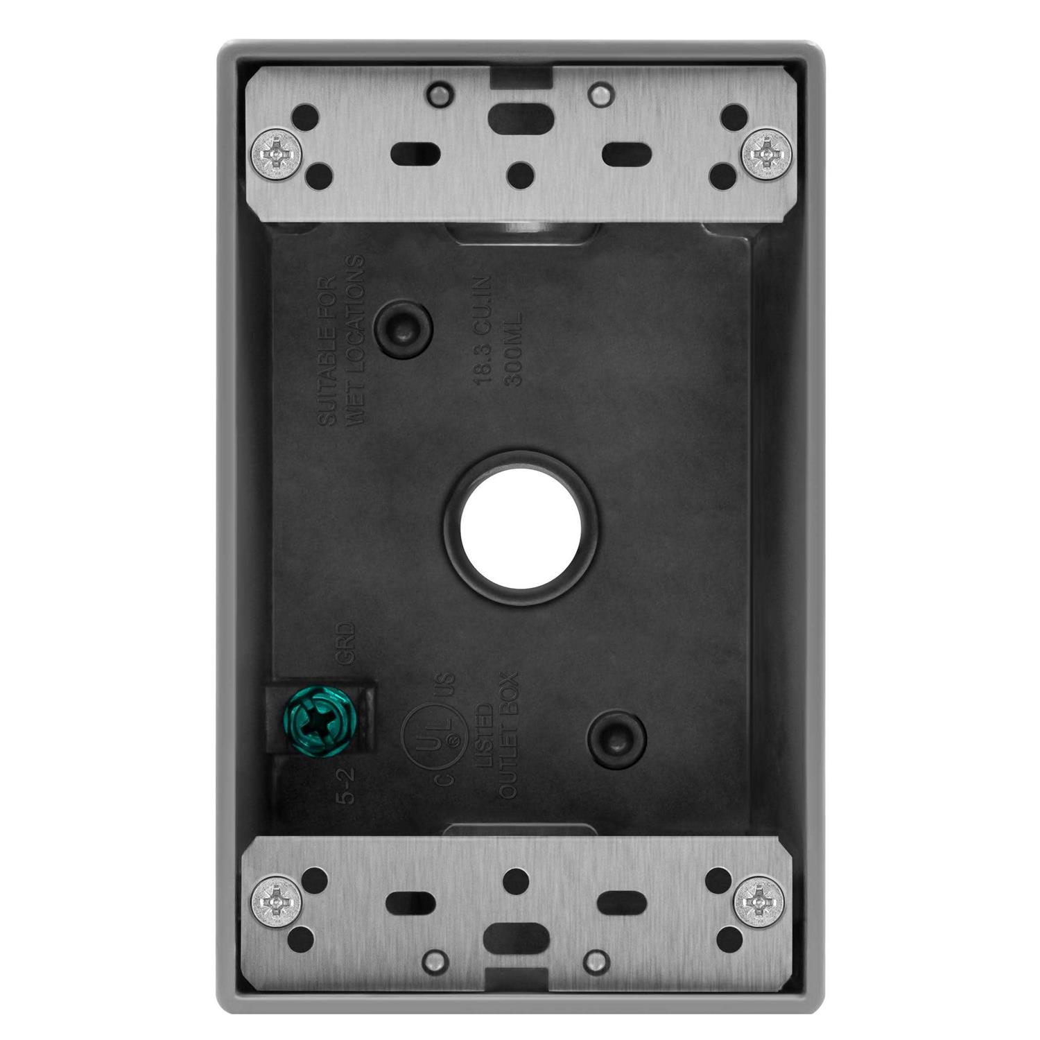 Enerlites Weatherproof Outlet Box with Three Threaded Outlets Outdoor Electrical Box - Image 3