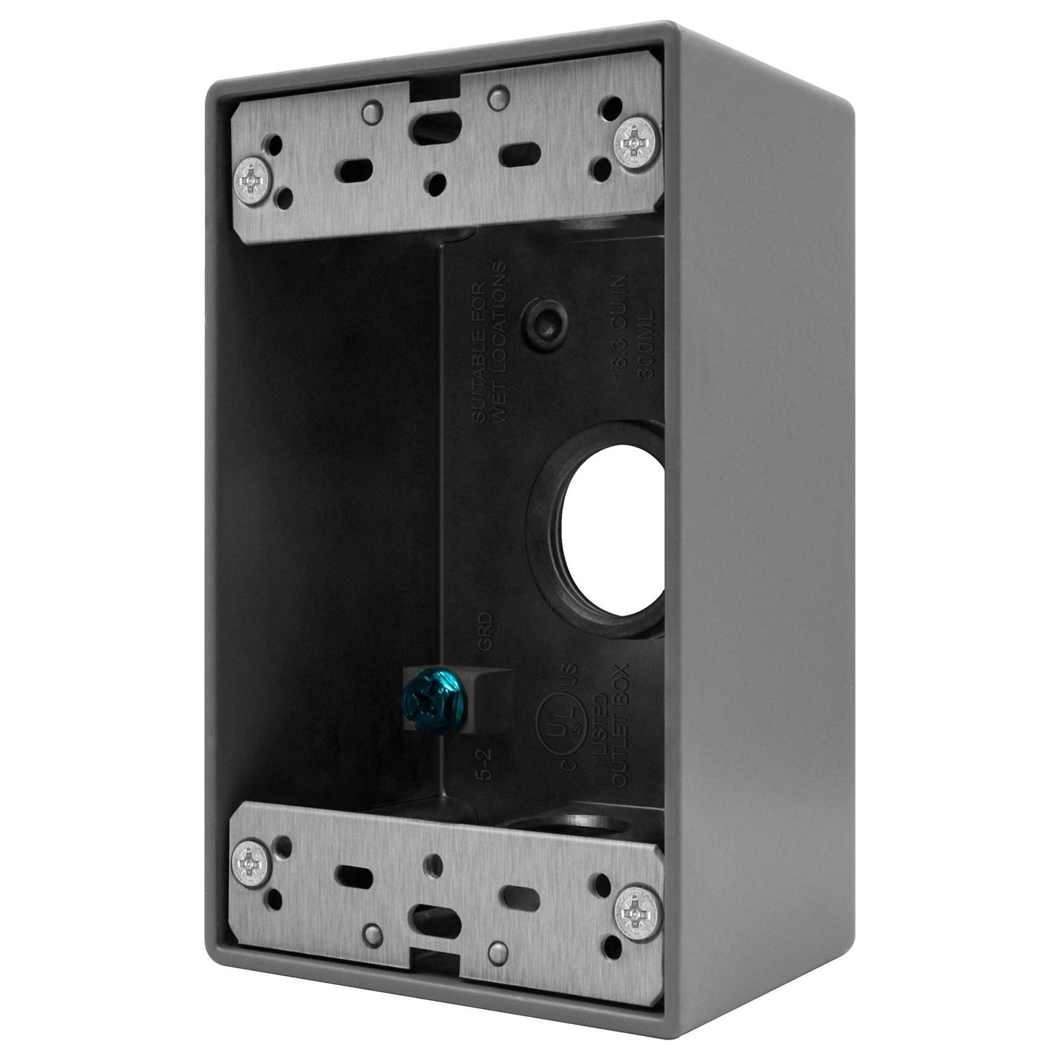 Enerlites Weatherproof Outlet Box with Three Threaded Outlets Outdoor Electrical Box - Image 5