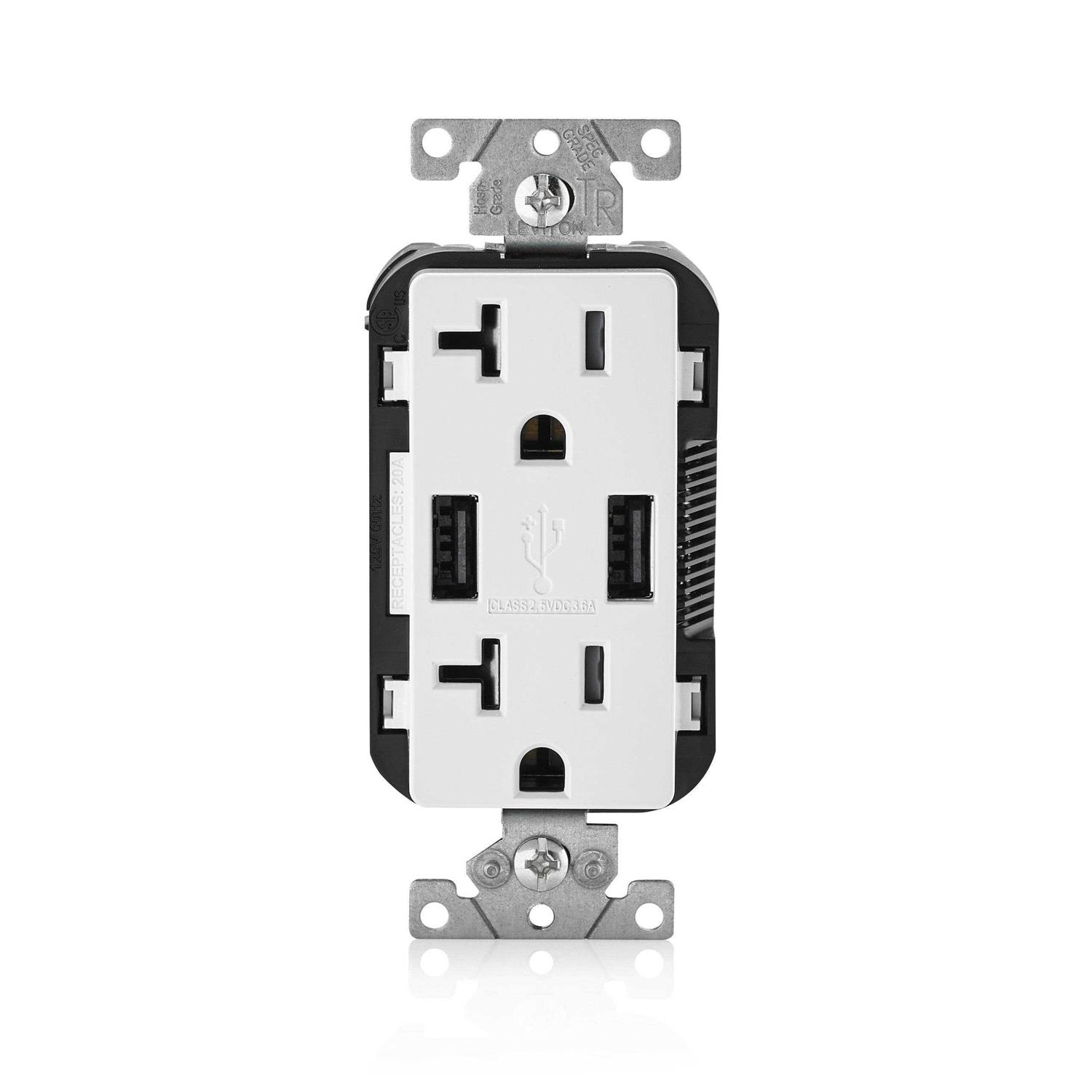 Leviton T5832-W Decora Receptacle & USB Charger