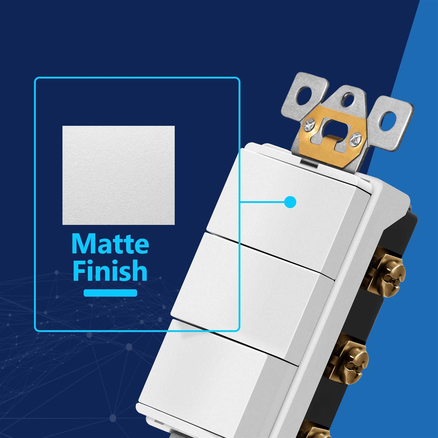 Lider Minimalist Design Matte Finish Lighted Triple Switch With Screwless Wall Plate - Image 3