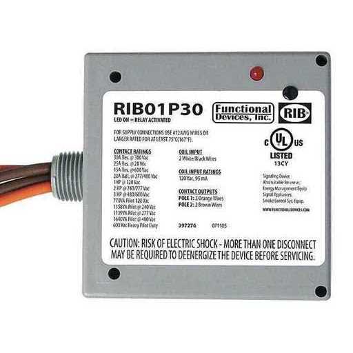 Functional Devices RIB01P30 Dpst Enclosed Relay 30 Amp With 120Vac Coil - Image 3
