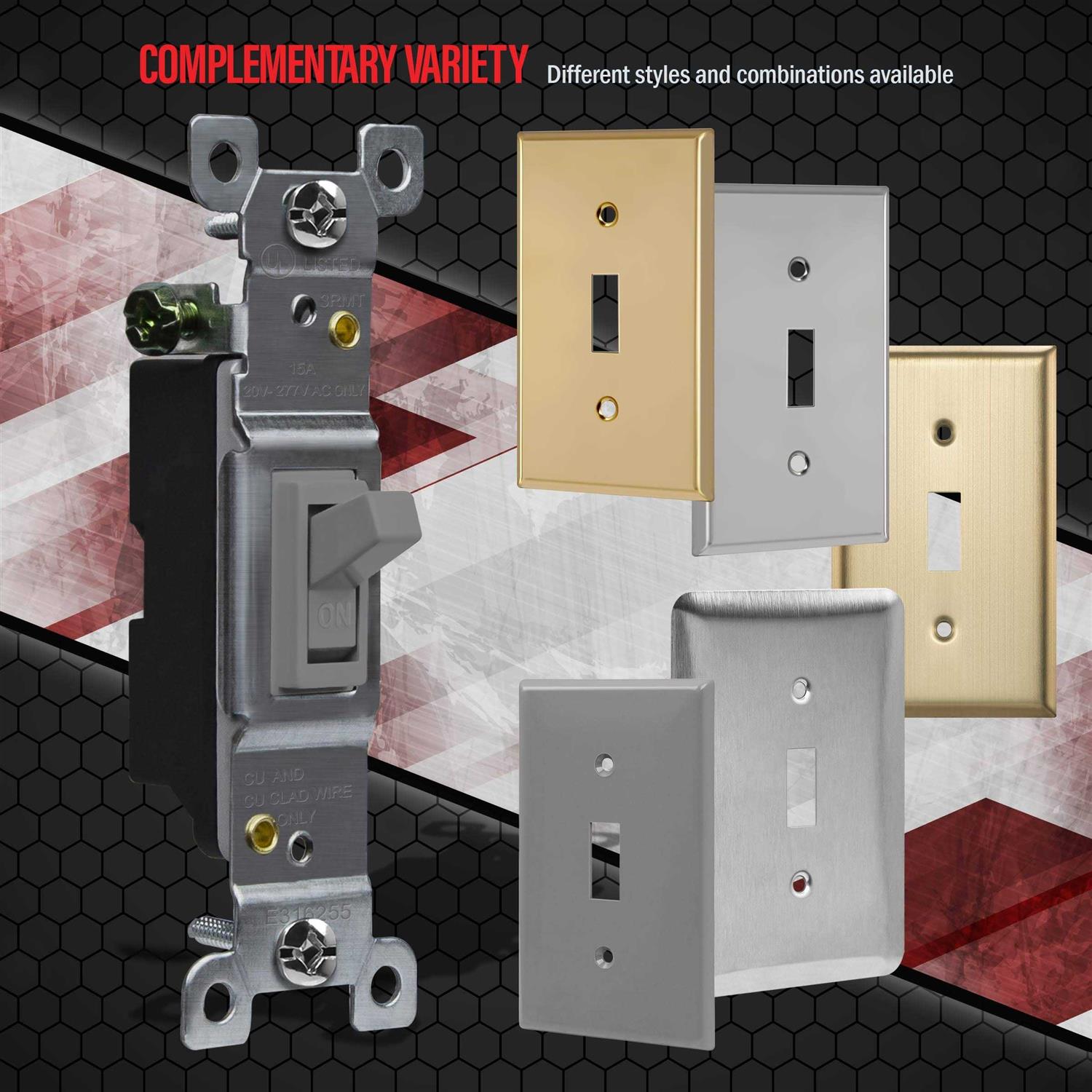 Enerlites Toggle Light Switch Single Pole 15A 120-277v 88115-GY - Image 5