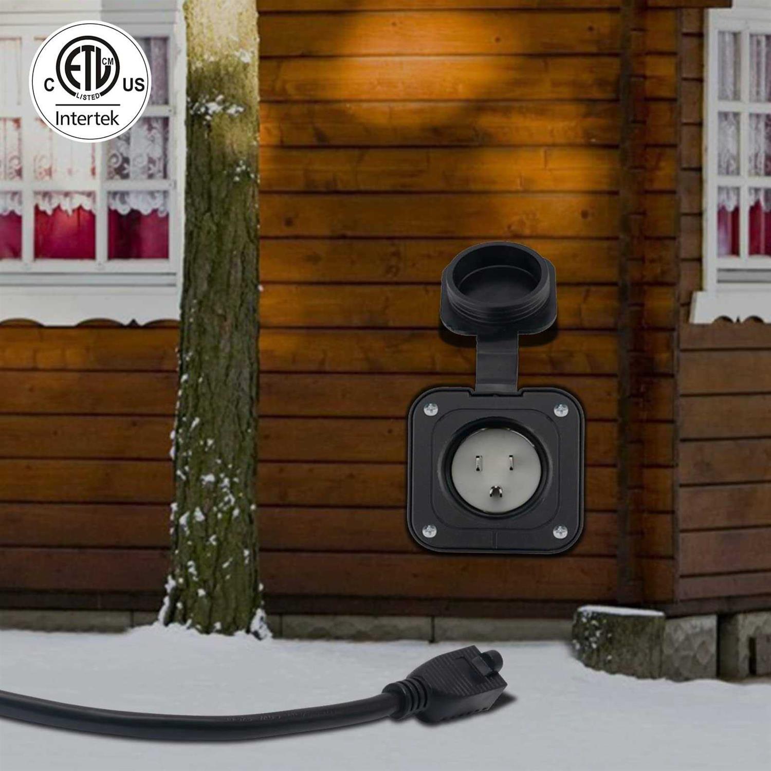 EilxMag 15 Amp 125V Power Inlet Port Plug Flanged Inlet NEMA 5-15P RV Power Outlet - Image 4