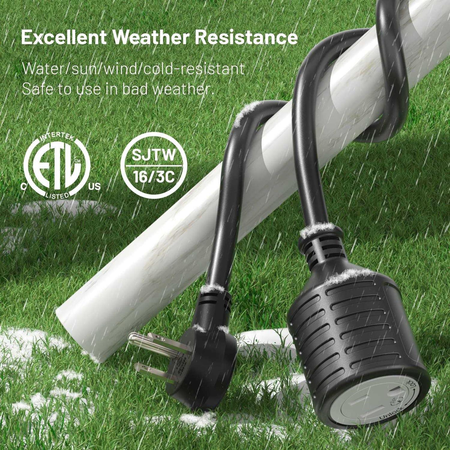 Extension Cord 50 Ft Outdoor Indoor Heavy Duty Extension Cord with Flat Plug - Image 4