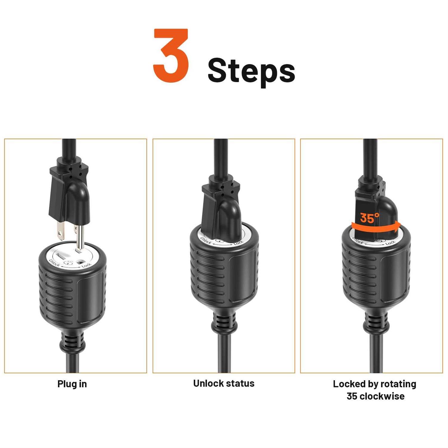 Extension Cord 50 Ft Outdoor Indoor Heavy Duty Extension Cord with Flat Plug - Image 5