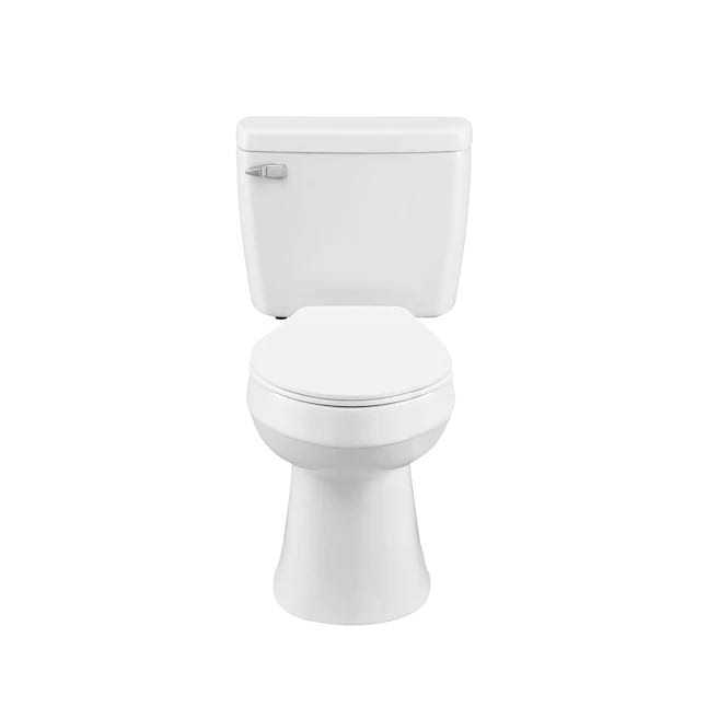 Project Source Pro-Flush White Elongated Chair Height 2-piece WaterSense Toilet 12-in Rough-in - Image 4