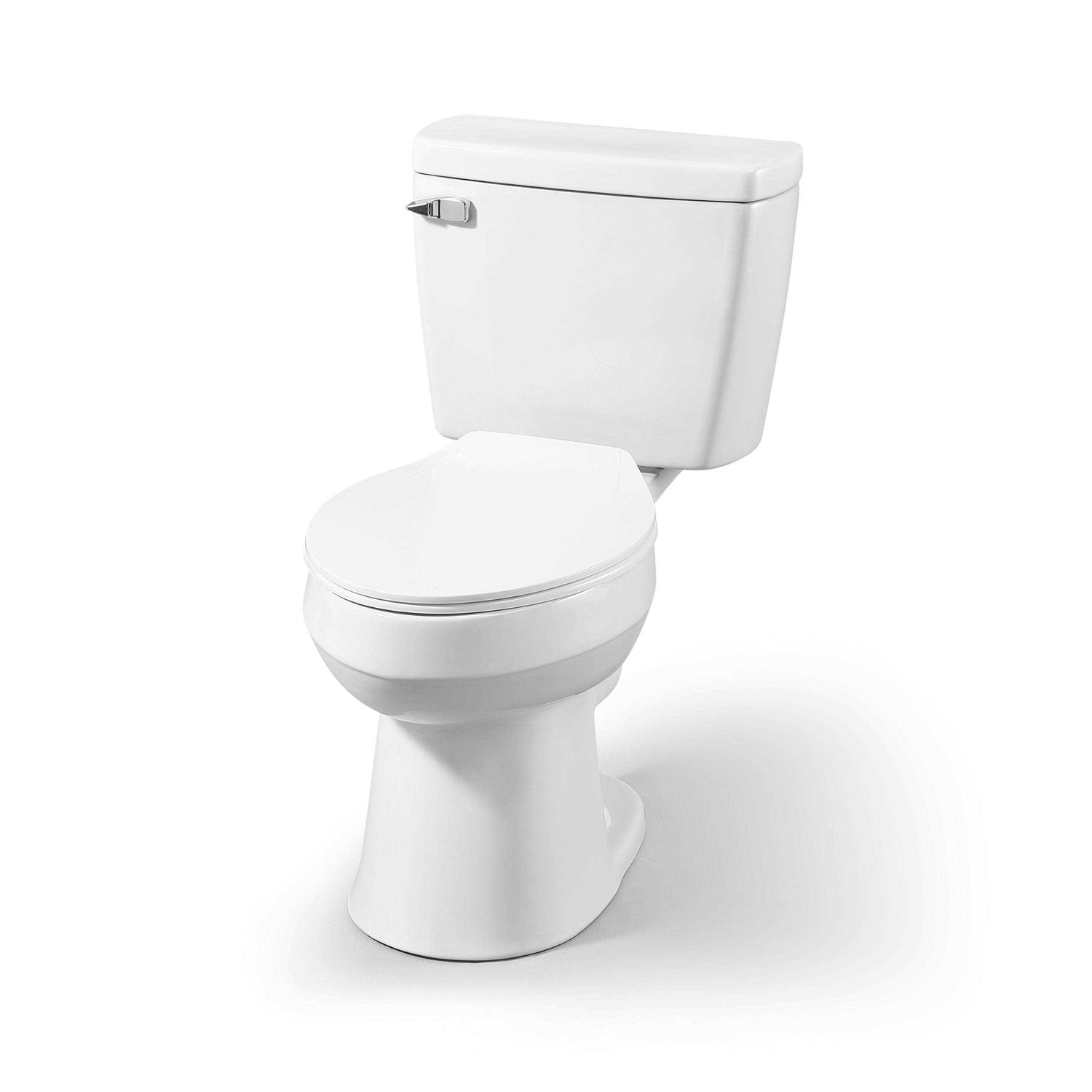 Project Source Pro-Flush White Elongated Chair Height 2-piece WaterSense Toilet 12-in Rough-in - Image 5