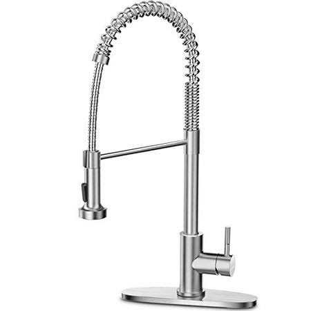 Kitchen Faucets with Pull Down Sprayer Brushed Nickel Commercial Spring Kitchen Sink Faucet High Arc - Image 4