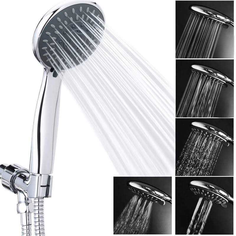 High Pressure Handheld Shower Head Briout 5-Settings Powerful Water Spray Shower Head against Low Pressure Water Flow with Stainless Hose and - Image 2