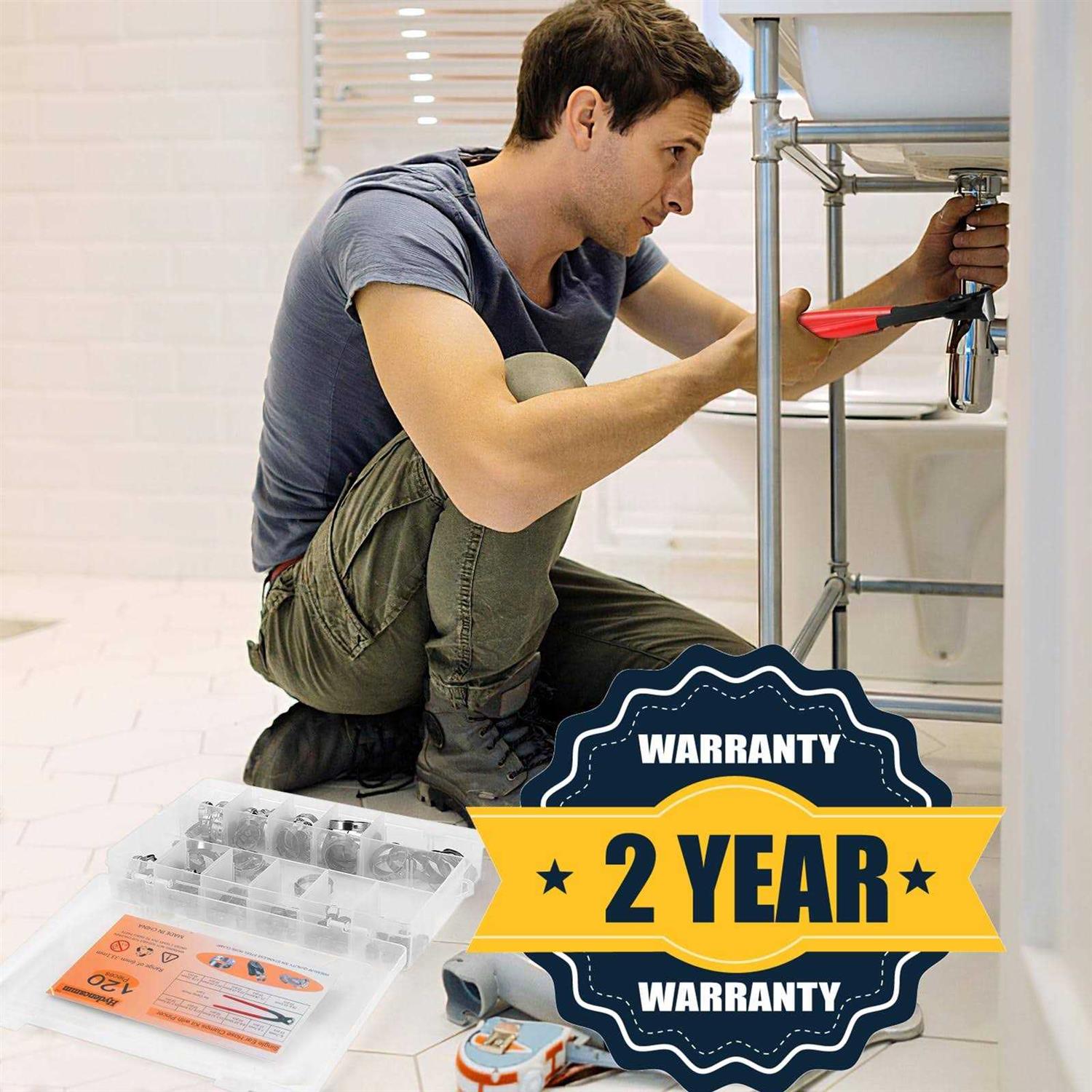 Hydencamm 120PCS 11 Sizes Single Ear Hose Clamps 304 Stainless Steel - Image 4