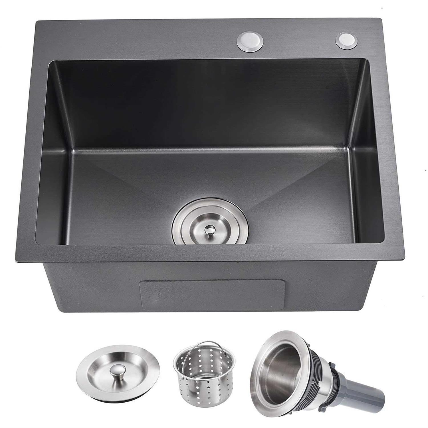 MENATT Commercial 22 X 18 Inch Drop in Single Bowl Kitchen Sinks