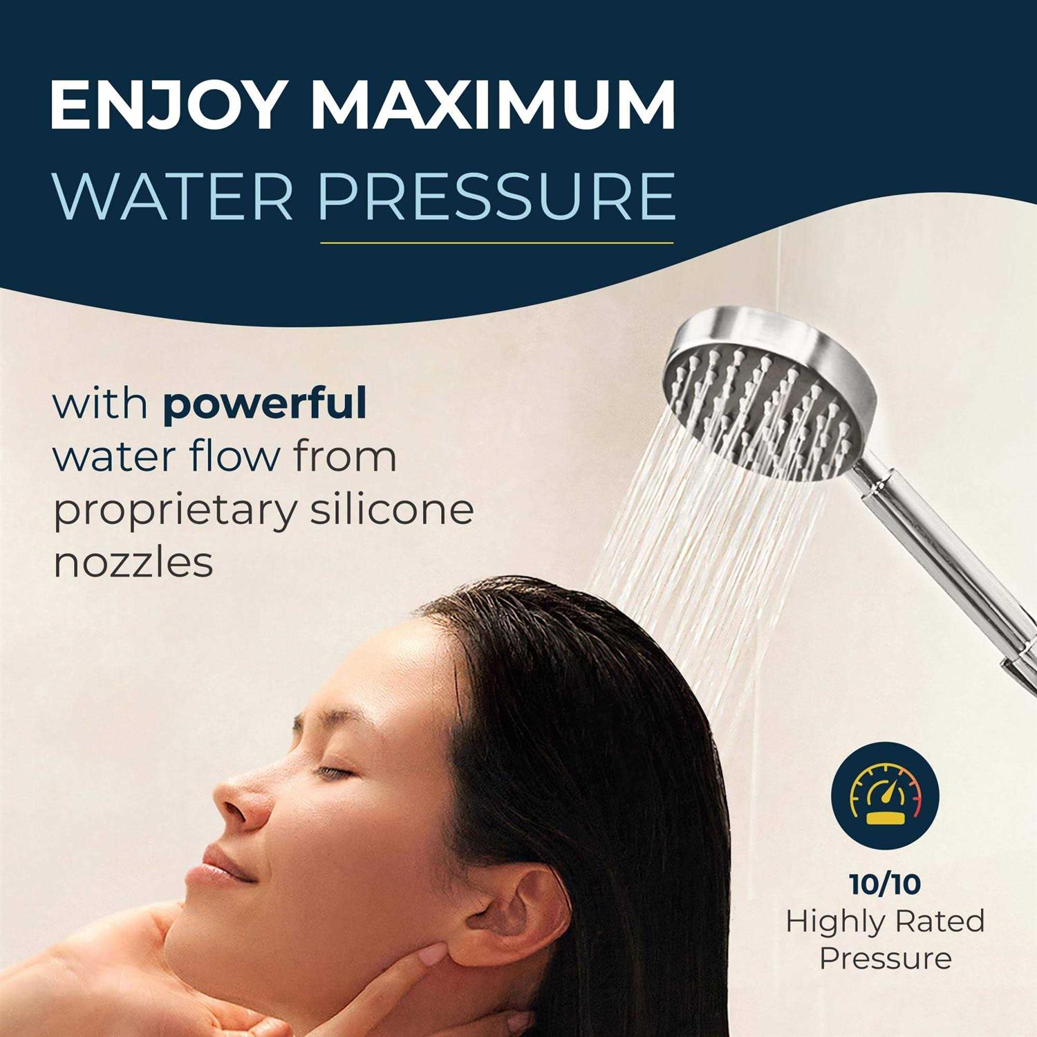 HammerHead Showers All Metal Handheld Shower Head with Hose and Brass Holder Chrome - Image 3
