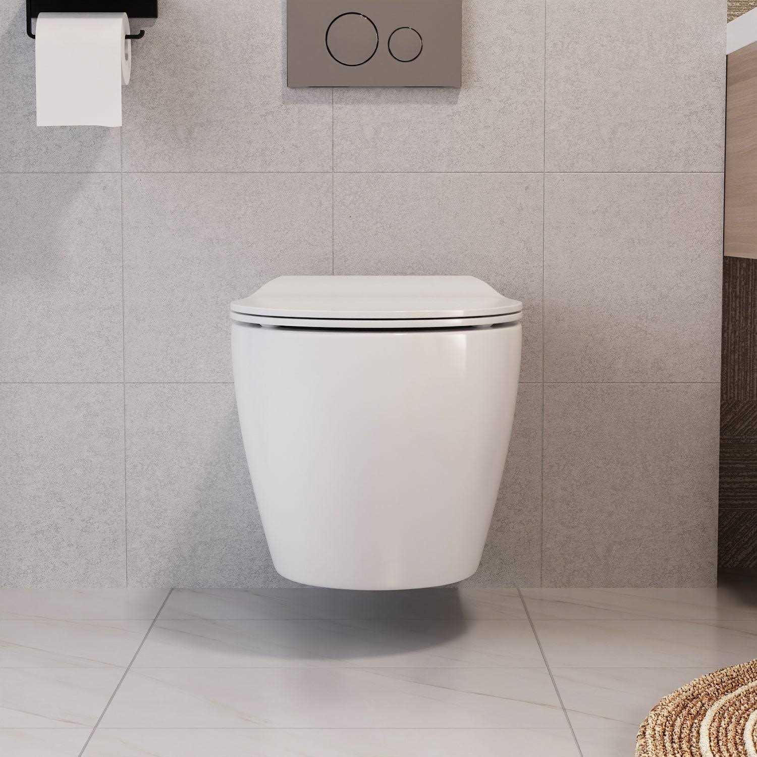 DeerValley DV-1F0069-CF Dual-Flush Elongated Wall Mounted Wall Hung Toilet with Concealed In-Wall Toilet Tank - Image 3