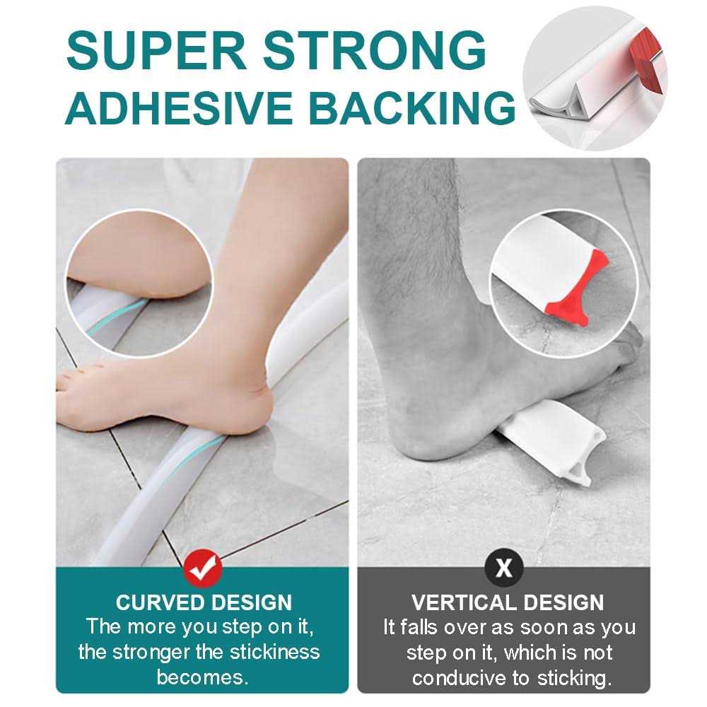 KRUI Collapsible Shower Threshold Water Dam Self Adhesive Shower Edge Water Barrier Stopper - Image 3