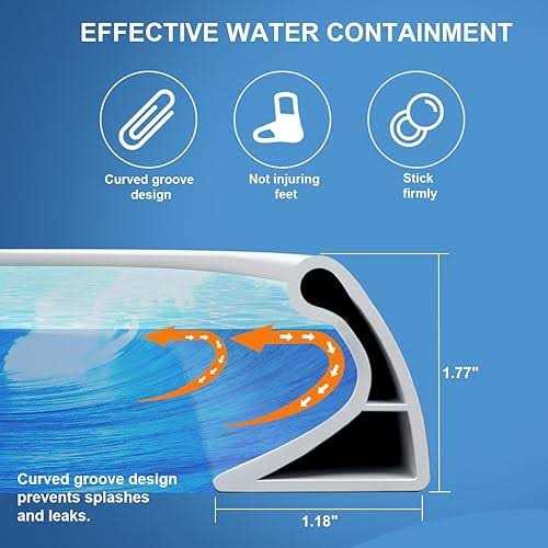 KRUI Collapsible Shower Threshold Water Dam Self Adhesive Shower Edge Water Barrier Stopper - Image 5