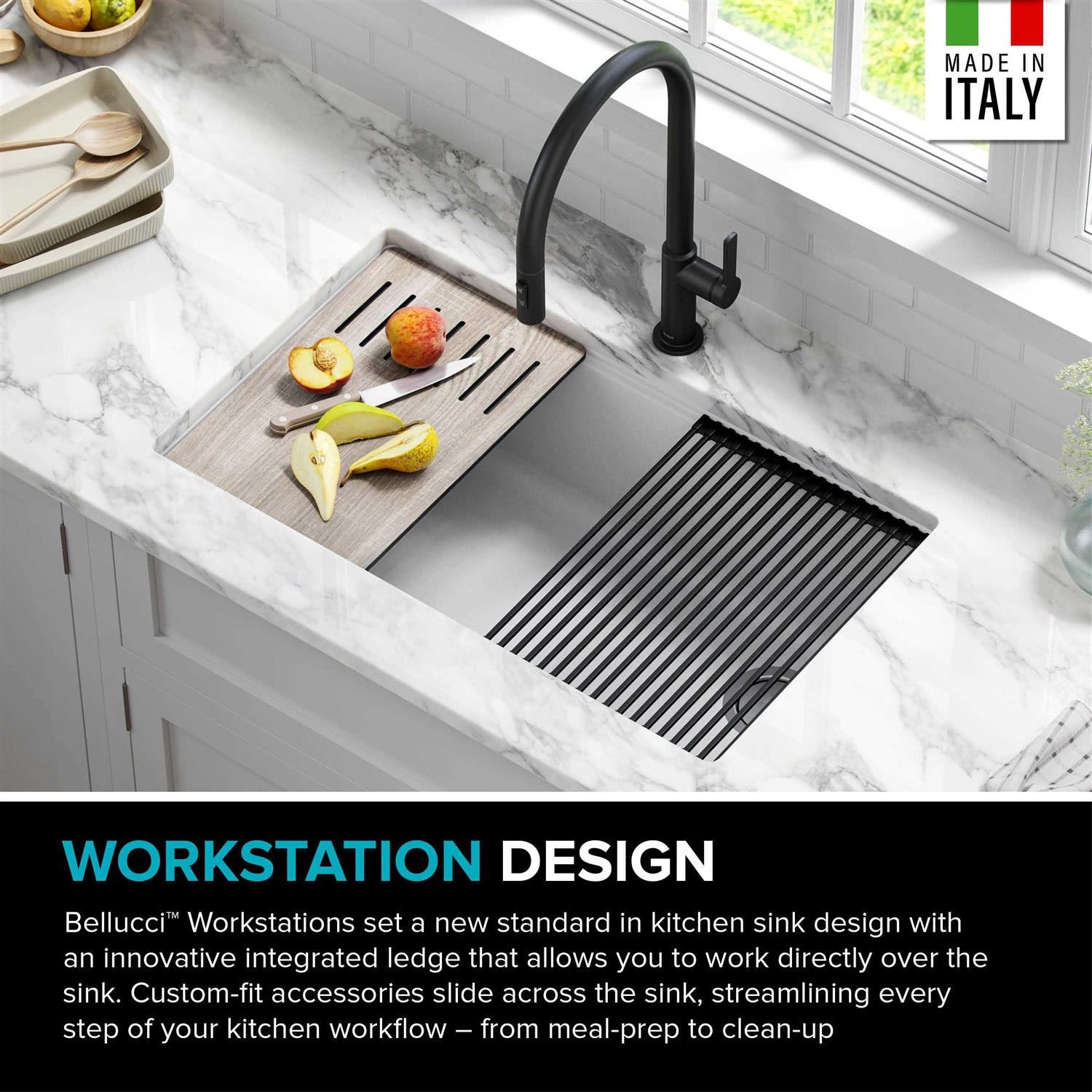 Kraus KGUW1-33WH Bellucci Workstation Undermount Granite Composite Single Bowl Kitchen Sink with Accessories - Image 5